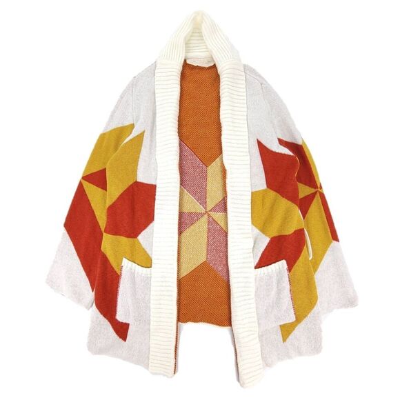 JENS PIRATE BOOTY Freedom Star Intarsia Reversible Oversized Cardigan Boho Knit - Picture 1 of 9